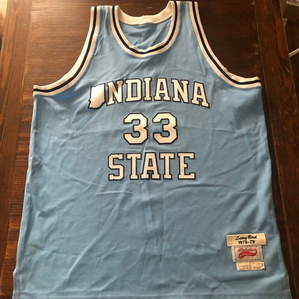 Larry Bird 33 Indiana State College Light Blue Basketball Jersey -  Kitsociety