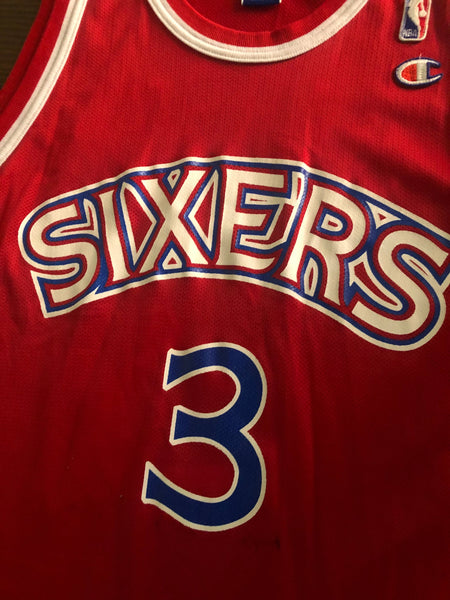 00’s Allen Iverson Philadelphia 76ers Champion Authentic NBA Jersey Size 52