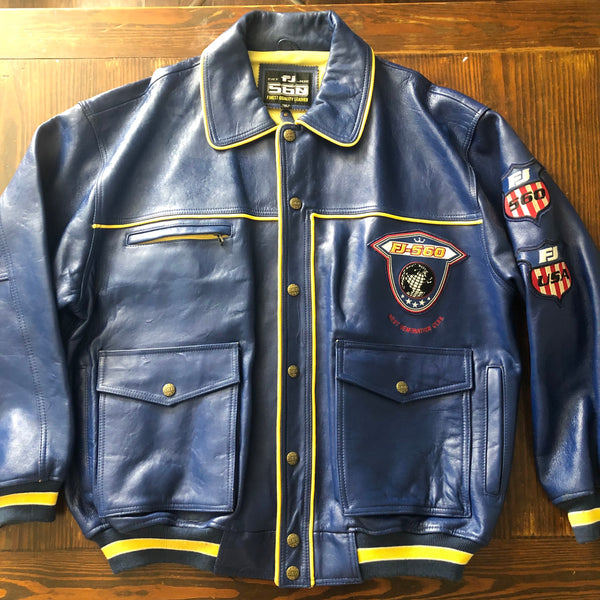 Vintage - FJ560 Fat Joe - FJ 560 Genuine Leather Jacket - 2xl Blue