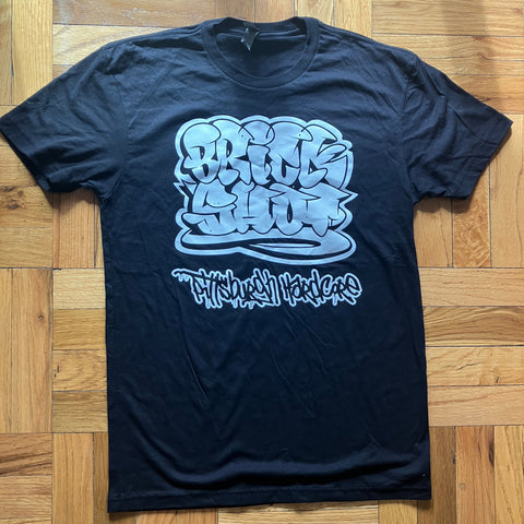 BRICK SHOT- Pittsburgh Hardcore Tee - Black / White Logo