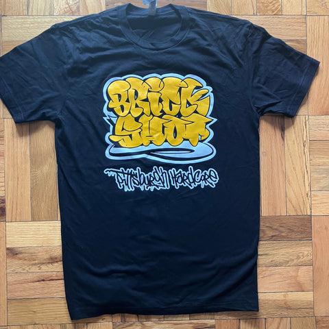 BRICK SHOT - Pittsburgh Hardcore -Tee - Black and Yellow Ink