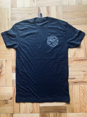 BRICK SHOT - Black Tee - Pocket Logo Front - Back Logo - White Ink