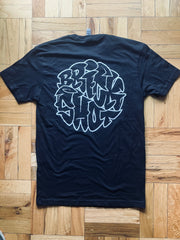 BRICK SHOT - Black Tee - Pocket Logo Front - Back Logo - White Ink