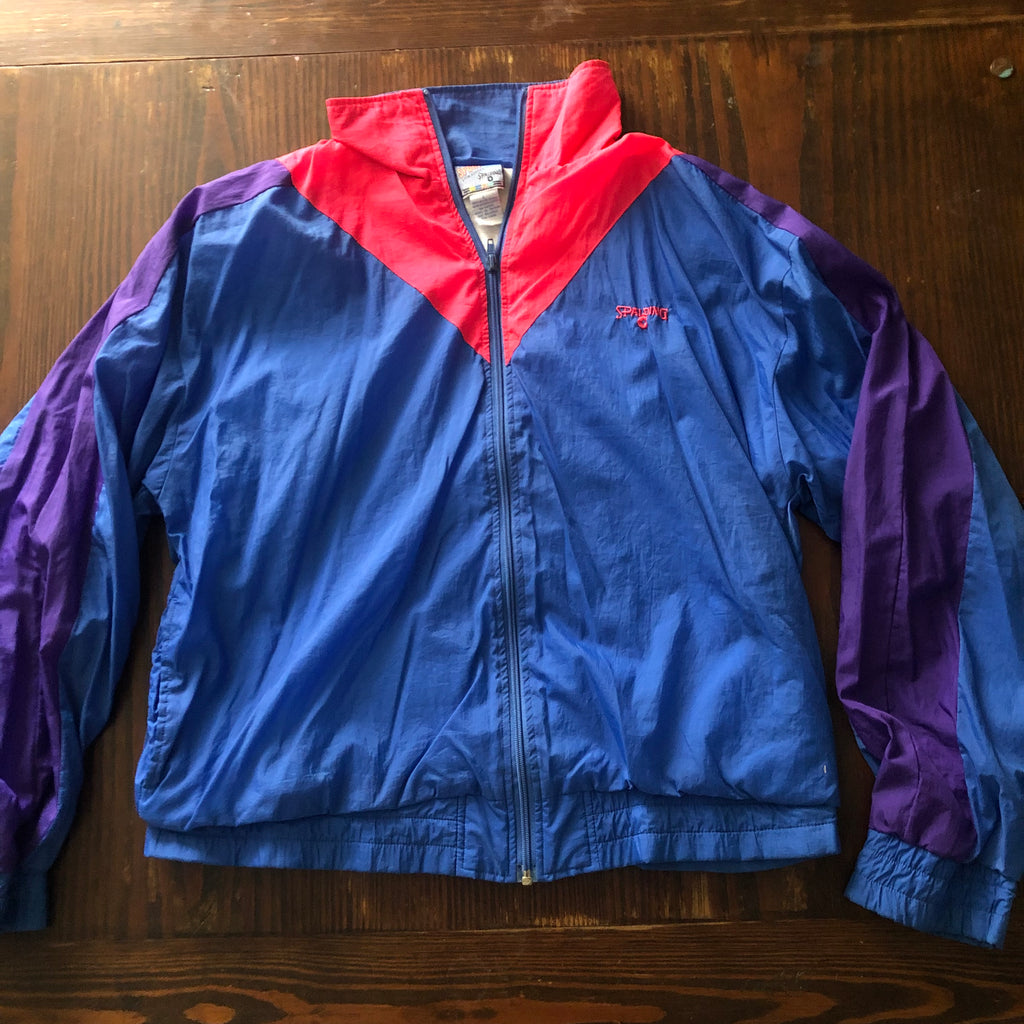 Vintage 90s Spalding Pro Colorblock Windbreaker Jacket - Size Large