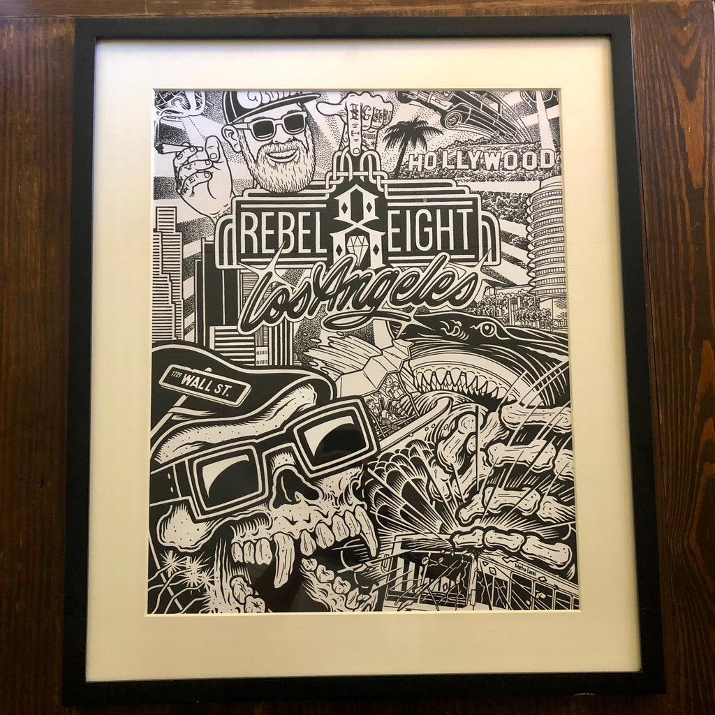 Rebel 8 - Mike Giant - Los Angeles 21 x 25 Matted - Framed Print