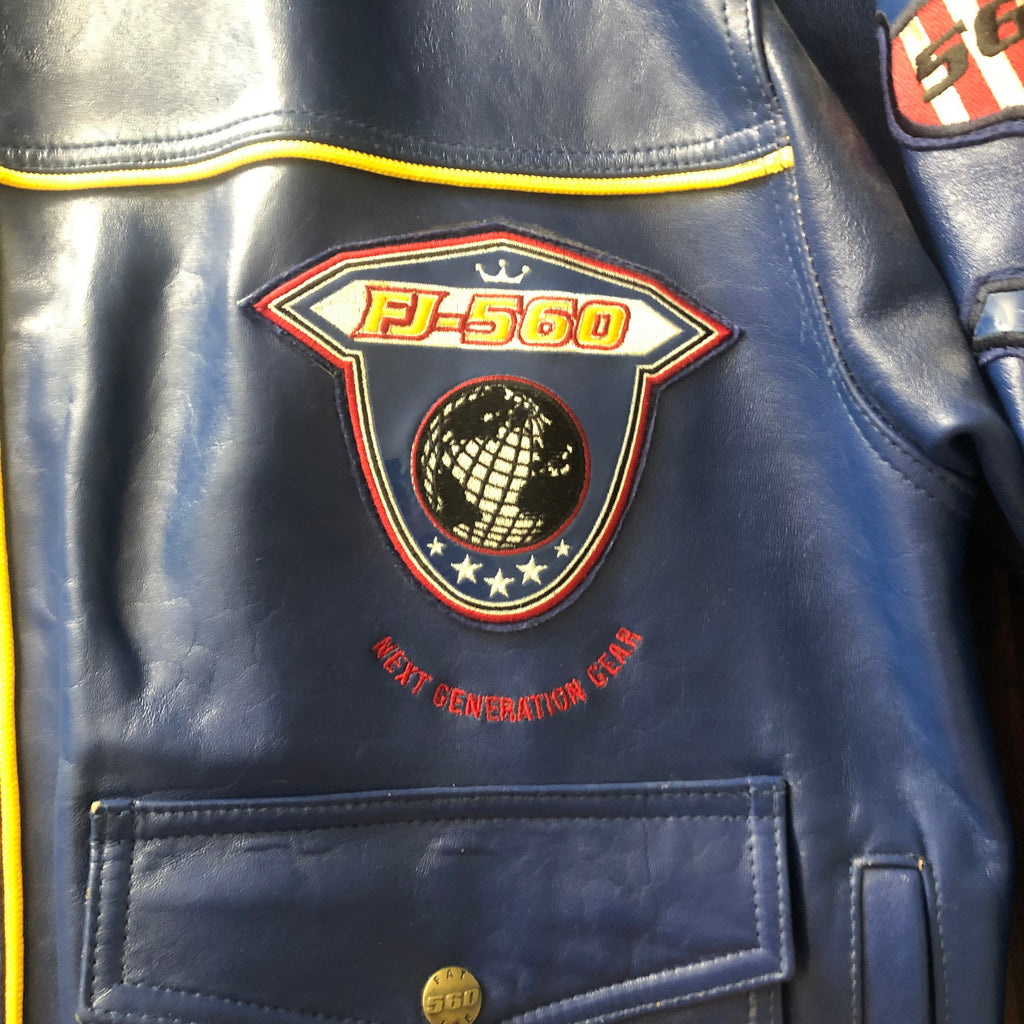 Vintage - FJ560 Fat Joe - FJ 560 Genuine Leather Jacket - 2xl Blue 