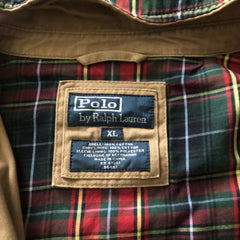 Vintage - Polo Ralph Lauren Mens Full Zip Beige Khaki Collared Cotton Jacket - Size XL