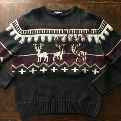 Vintage -Triple Five 555 Soul NYC Lambs Wool Blend Charcoal Gray Sweater Street wear 3XL